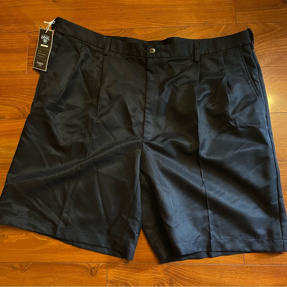 Haggar Cool 18 Navy Pleated Pro Performance Shorts Size 44